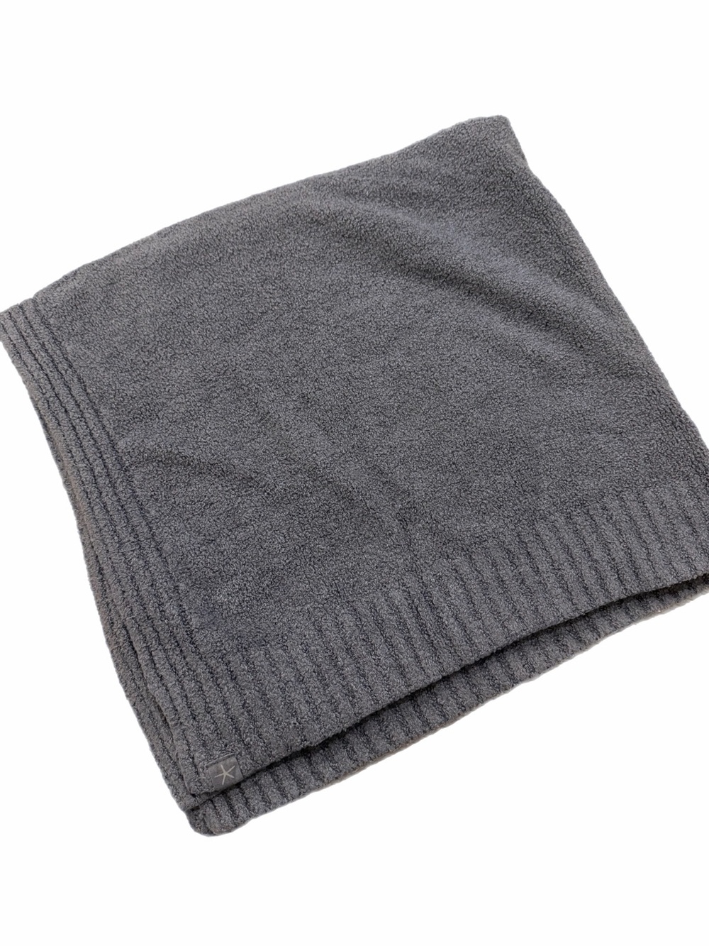 Barefoot Dreams Charcoal Knit Throw with Ribbed Edge